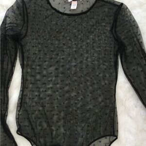 Victoria's Secret Black Fitted Long Sleeve Bodysuit